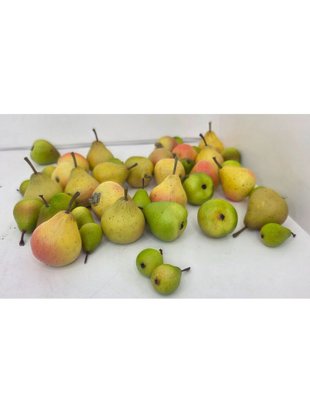 Huge Lot of 43 Mixed Faux Pears Artificial Fruit Various Sizes Colors Realistic